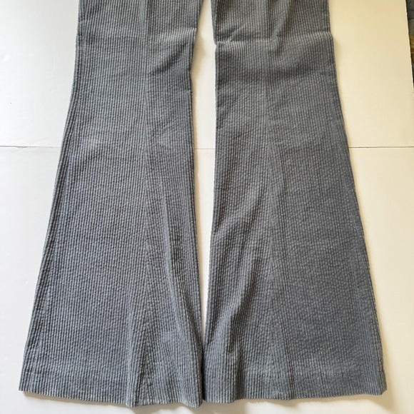 Zara Woman Pants Straight Leg Corduroy Trousers Slacks Blue Gray Zip Pockets S - Picture 15 of 15